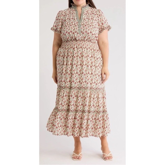 Flowers by Zoe Dresses & Skirts - Max Extudio Floral Flutter Sleeve Tiered Maxi  Dress Size 2X